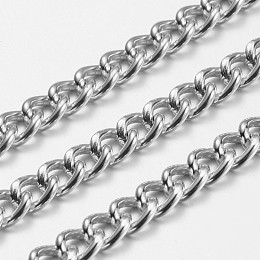 ARRICRAFT Aluminium Twisted Chains Curb Chains, Unwelded, Silver Color Plated, 9x7x2mm