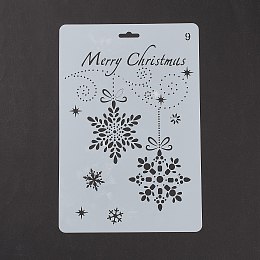 Honeyhandy Creative Christmas Plastic Drawing Stencil, Hollow Hand Accounts Ruler Templat, For DIY Scrapbooking, White, 25.9x17.2cm