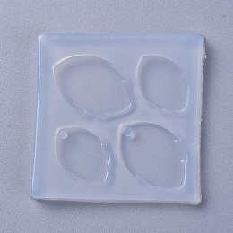 Honeyhandy Pendant Silicone Molds, Resin Casting Molds, For UV Resin, Epoxy Resin Jewelry Making, Leaf, White, 48x48mm, Hole: 2.5mm, Leaf: 20x15mm and 25x18mm