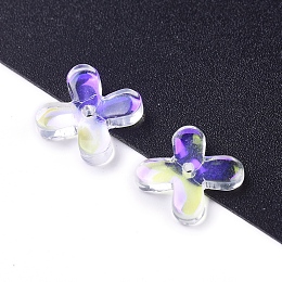 Honeyhandy Electroplate Glass Beads, Clover, Clear AB, 10.5x10.5x2mm, Hole: 1mm