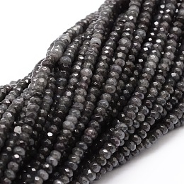 Honeyhandy Dyed Natural Malaysia Jade Rondelle Beads Strands, Faceted, Gray, 4x2~3mm, Hole: 1mm, about 118pcs/strand, 14.5 inch