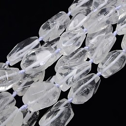 Honeyhandy Natural Gemstone Quartz Crystal Bead Strands, Nuggets, 20~45x10~25mm, Hole: 2mm, about 10~12pcs/strand, 15.74 inch