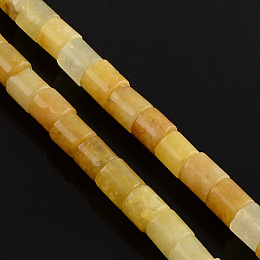 Honeyhandy Natural Topaz Jade Stone Bead Strands, Column, Goldenrod, 6x6mm, Hole: 1mm, about 66pcs/strand, 15.7 inch