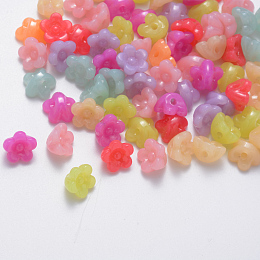 Imitation Jelly Acrylic Beads, Flower, Mixed Color, 10x10.5x6.5mm, Hole: 1.8mm