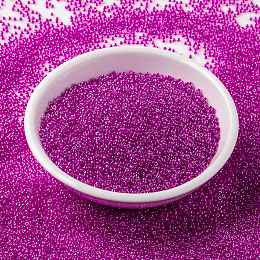 MIYUKI Round Rocailles Beads, Japanese Seed Beads, 15/0, (RR209) Fuchsia Lined Crystal, 1.5mm, Hole: 0.7mm, about 5555pcs/10g