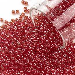 TOHO Round Seed Beads, Japanese Seed Beads, (109) Transparent Tropical Sunset-Lined Crystal Clear, 11/0, 2.2mm, Hole: 0.8mm, about 1103pcs/10g