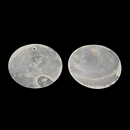 Honeyhandy Flat Round Capiz Shell Pendants, WhiteSmoke, 39~40x0.5~1mm, Hole: 1.5mm