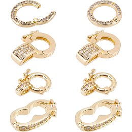 CHGCRAFT 8Pcs Fold Over Clasps Long-Lasting Plated Brass Micro Pave Cubic Zirconia Twister Clasps Interchangeable Bail Clasps for Jewelry Making