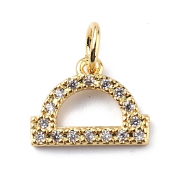 Honeyhandy Brass Micro Pave Cubic Zirconia Charms, Constellation Charm, with Jump Rings, Real 18K Gold Plated, Libra, 9.5x12x1.5mm, Hole: 3.4mm