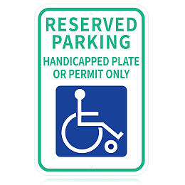 Globleland UV Protected & Waterproof Aluminum Warning Signs, Reserved Parking - Handicap Plate Or Permit Only Sign, Green, 450x300x0.85mm, Hole: 6mm