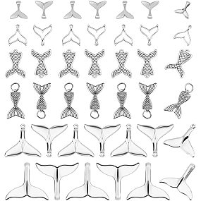 CHGCRAFT 96Pcs Fishtail Charm Pendants Mermaid Fishtail Whale Fish Tail Shaped Charms for Jewelry Making