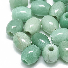 Honeyhandy Natural Green Aventurine Beads, Large Hole Beads, Barrel, 17~19x15~16mm, Hole: 5.5mm