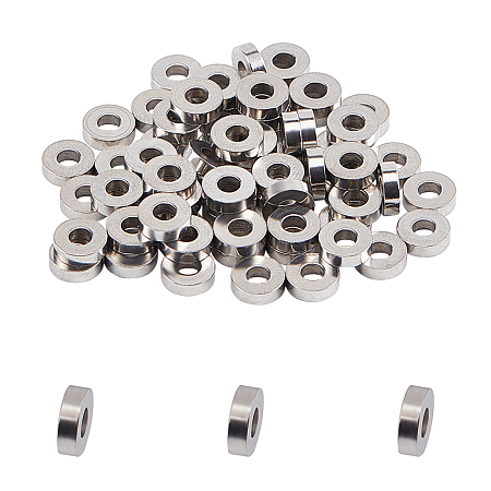 Unicraftale 304 Stainless Steel Spacer Beads, Flat Round, Stainless Steel Color, 7x2mm, Hole: 2.7mm; 150pcs/box