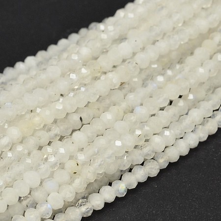 ARRICRAFT Faceted Round Natural Moonstone Bead Strands, 3mm, Hole: 0.5mm, about 146pcs/strand, 15.5 inches