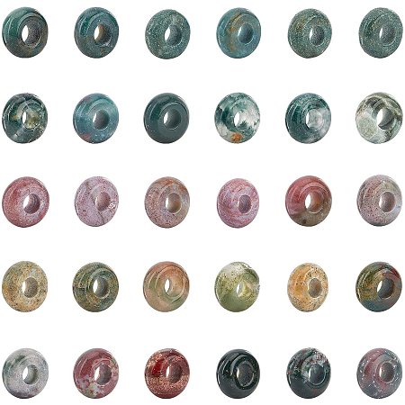 Natural Indian Agate European Beads, Large Hole Beads, Rondelle, 10x4.5mm, Hole: 4mm, 30pcs/box