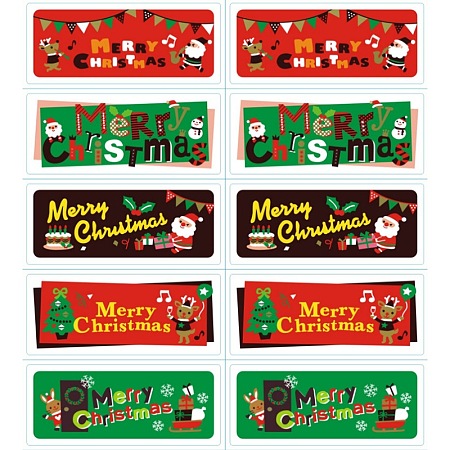 Arricraft Sealing Stickers, Label Paster Picture Stickers, Christmas Theme, Mixed Color, 60x25mm; 10pcs/sheet