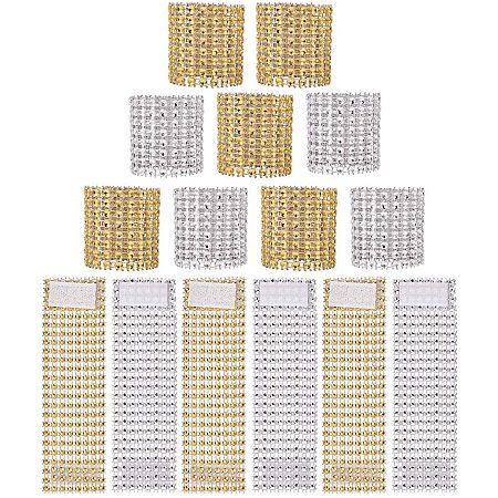 NBEADS 100 Pcs Mixed Rhinestone Napkin Rings, Gold and Silver Napkin Rings Buckles Mesh Adornment for Table Decorations, Wedding, Dinner, Party, DIY Decoration