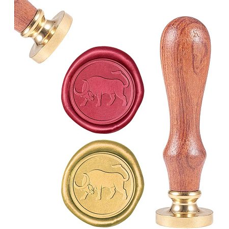 CRASPIRE Wax Seal Stamp, Sealing Wax Stamps Taurus Retro Wood Stamp Wax Seal 25mm Removable Brass Seal Wood Handle for Envelopes Invitations Wedding Embellishment Bottle Decoration Gift Packing