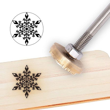 OLYCRAFT Wood Branding Iron 1.2” Leather Branding Iron Stamp Custom Logo BBQ Heat Stamp with Brass Head and Wood Handle for Woodworking and Handcrafted Design - Snowflake #1