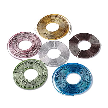 ARRICRAFT Aluminum Wire for Bezel, Flat Jewelry Craft Wire, Mixed Color, 5x1mm, about 29.53~32.81 Feet(9~10m)/Roll