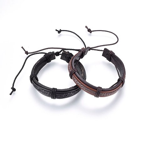 Honeyhandy Leather Cord Bracelets, with Waxed Cord, Mixed Color, 2 inch(5cm)~3-1/8 inch(8cm)
