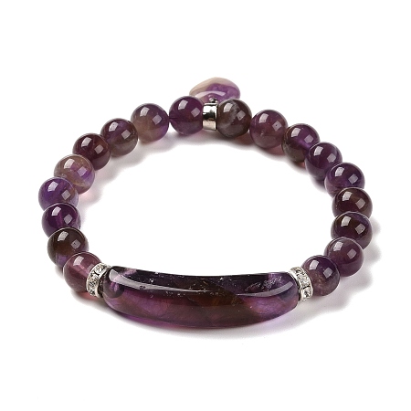 Honeyhandy Natural Rhodonite Beads Charm Bracelets, Heart, 2-1/4 inch(56mm)
