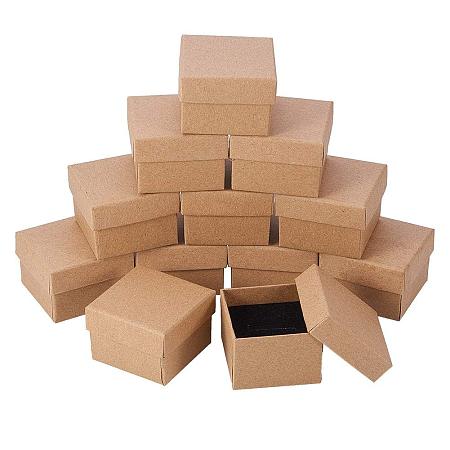 NBEADS 24PCS Kraft Brown Square Cardboard Jewelry Ring Boxes Paper Gift Box for Anniversaries, Weddings or Birthdays, 5x5x4cm