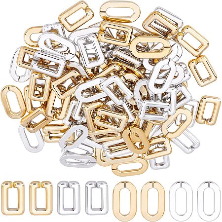 SUPERFINDINGS 120Pcs 2 Styles CCB Plastic Linking Rings 2 Colors Open Quick Link Connectors Rectangle Oval Curb Chain Connectors for Earring Necklace Glasses Chain Jewelry Making
