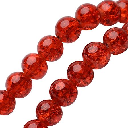 NBEADS 20 Strands(About 100pcs/strand) 8mm Dark Orange Spray Painted Crackle Glass Beads Round Split Tiny Loose Beads for Bracelet Jewelry Making