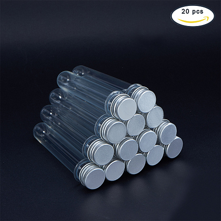 PandaHall Elite 20 PCS Clear Plastic Tube Bead Containers Test Tubes with Screw Caps 139.5x25mm (Diameter 0.98