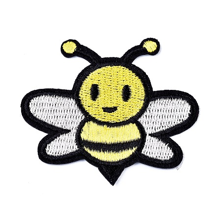 Honeyhandy Cute Bee Shape Computerized Embroidery Cloth Iron on/Sew on Patches, Costume Accessories, Appliques, Yellow, 61x55x1.3mm