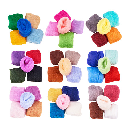 Pandahall Elite Set of 45 Colors Needle Felting Fibre Wool Yarn Roving Hand Spinning DIY Craft Materials
