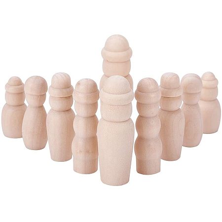 Arricraft 30 pcs 5 Shapes Natural Unfinished Wood Peg Doll Bodies Wooden People Decorations Family Craft People Set for Arts, Male and Female