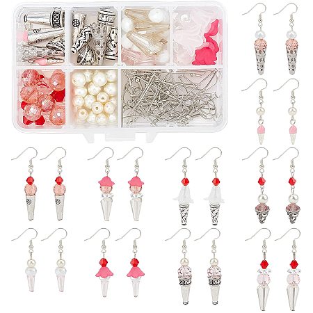 SUNNYCLUE 1 Box DIY Make 10 Pairs Ice Cream Dangles Earrings Making Kit Included Tibetan Styles Beads Caps Glass Pearl Beads Charms Jewellery Findings for Women DIY Earring Jewelry Making Crafts