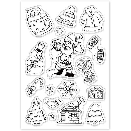 GLOBLELAND Winter Snowman Clear Stamps Silicone Stamp Cards Santa Claus Clear Stamps for Card Making Decoration and DIY Scrapbooking