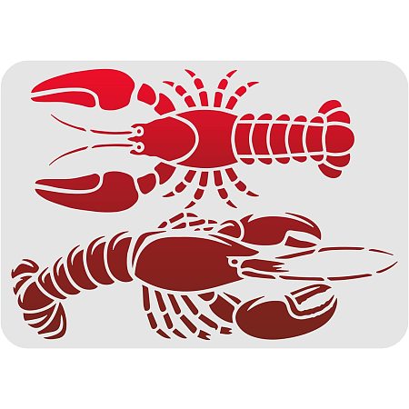 FINGERINSPIRE Lobster Stencil 11.7x8.3 inch Reusable Lobster Drawing Stencil Sea Ocean Creatures Stencils Sea Animal Stencil for Painting on Wood Tile Paper Fabric Floor Wall