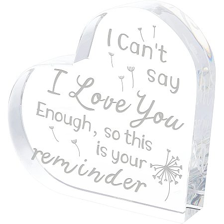 FINGERINSPIRE Heart Shape Crystal Engraved Keepsake & Paperweight Gifts for Anniversary, Birthday, Husband, Wife, Boyfriend, Girlfriend - I Can't Say I Love You Enough, So This is Your Reminder
