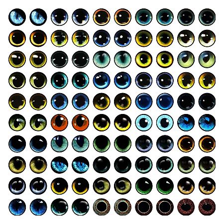 Honeyhandy Craft Glass Doll Eyes, Stuffed Toy Eyes, Half Round, Mixed Color, 6mm, about 100pcs/bag