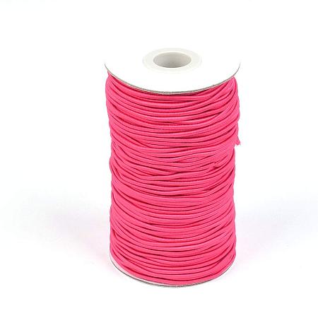 NBEADS 2mm 70m Round Rubber Fiber Covered Elastic Cord, Beading Crafting Stretch String for Jewelry Making and Bracelet Making, Deep Pink