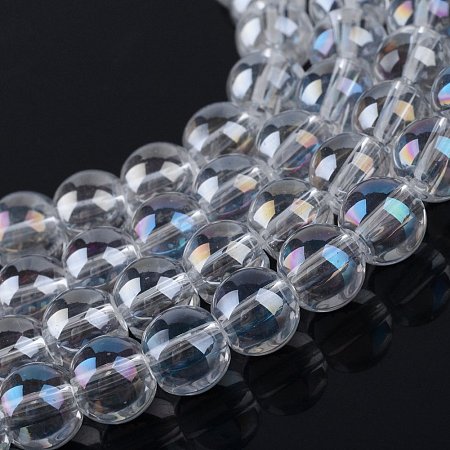 NBEADS 10 Strands AB Color Plated Round Clear Glass Beads Strands with 4x4.5mm,Hole:1mm,about 200pcs/strand
