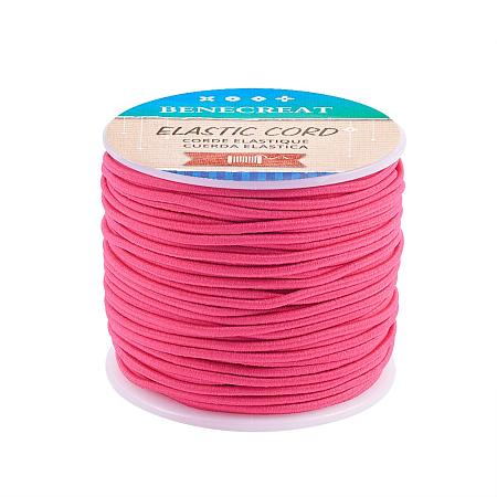 BENECREAT 2mm 55 Yards Elastic Cord Beading Stretch Thread Fabric Crafting Cord for Jewelry Craft Making (DeepPink)