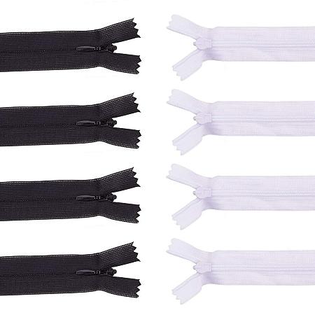 BENECREAT 50PCS 16 Inch Nylon Invisible Zippers for Skirts Pillows Clothing and Tailor Craft Sewing(Black & White)