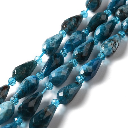 Natural Apatite Beads Strands, Faceted, Teardrop, 12~16.5x7.5~8.5mm, Hole: 0.8mm, about 20~21pcs/strand, 14.96~15.63''(38~39.7cm)