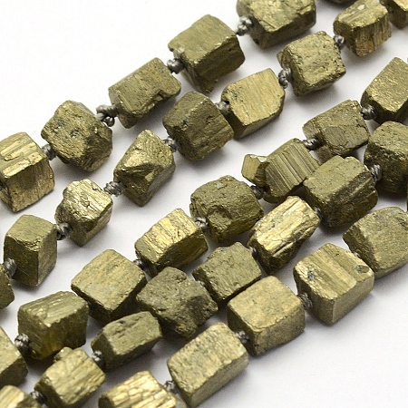 Honeyhandy Natural Chalcopyrite Beads Strands, Nuggets, 5~8x5~7x5~7mm, Hole: 1mm, 16.5 inch(41.9cm)
