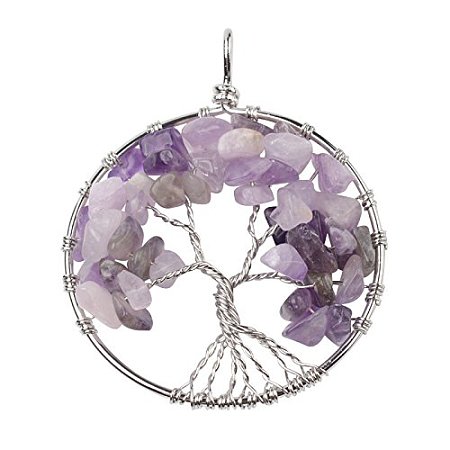 ARRICRAFT 10pcs Tree of Life Pendant Gemstone Chakra Crystal Stone Pendant For Necklace Earring Jewelry Making