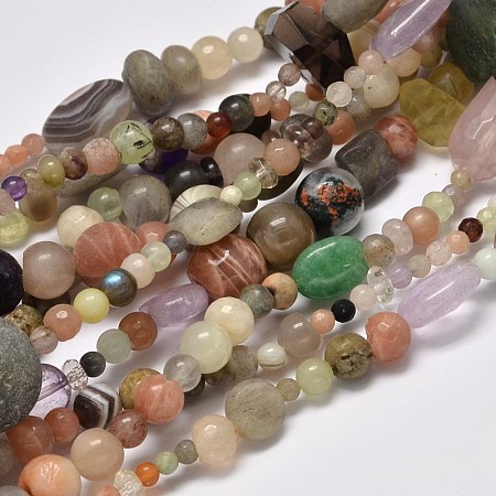 Honeyhandy Nuggets Natural & Synthetic Mixed Stone Bead Strands, 4~50x4~20mm, Hole: 1mm, about 15.5 inch