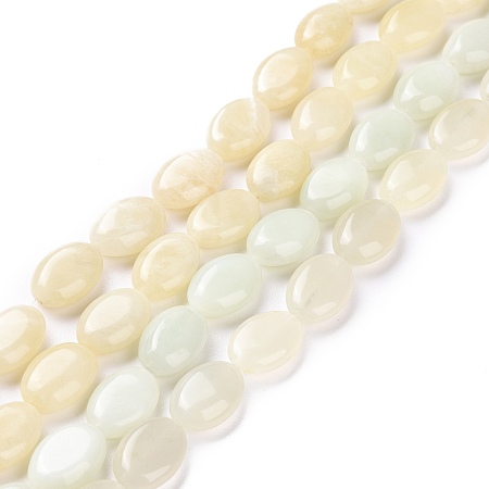 Natural New Jade Beads Starnds, Oval, 14x9.5x5mm, Hole: 1mm, about 29pcs/strand, 15.35''(39cm)