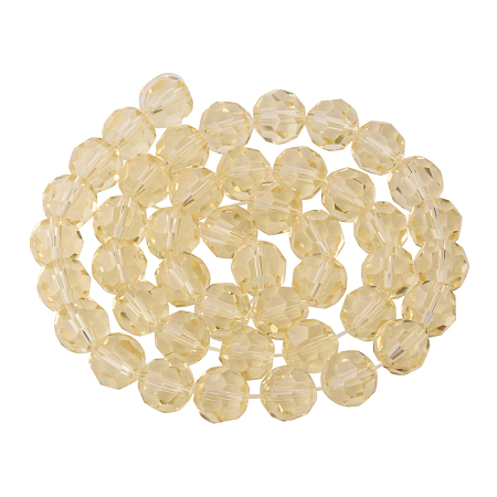 PandaHall Elite Faceted Round Imitation Austrian Crystal Bead Strands, Grade AAA, LightYellow, 8mm, Hole: 1mm; about 50pcs/strand, 15.7