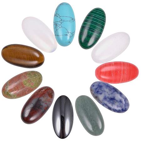 PandaHall Elite 15pcs 15 Color Oval Cabochon Healing Beads Natural & Synthetic Flatback Gemstone Cabochons Crystal Quartz Stone for Charms Jewelry Making (No Holes)