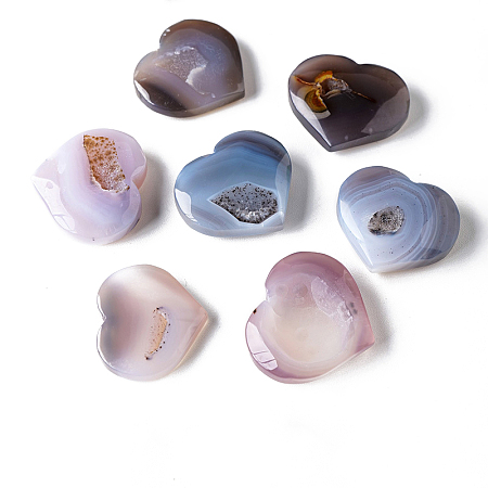 Honeyhandy Natural Druzy Agate Heart Love Stones, Pocket Palm Stones for Reiki Balancing, 50~70mm